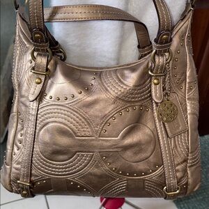 Coach Alex RARE convertible bag satchel shoulder Crossbody  leather  gold studs